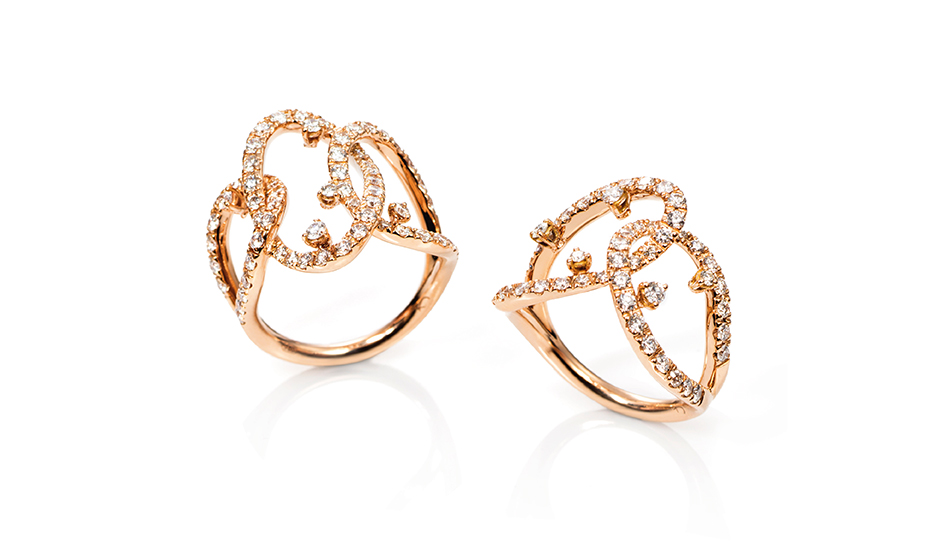 18kt pink gold Rings with white diamonds