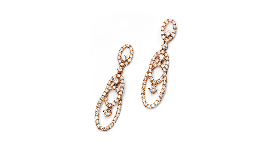 18kt pink gold Earrings with white diamonds